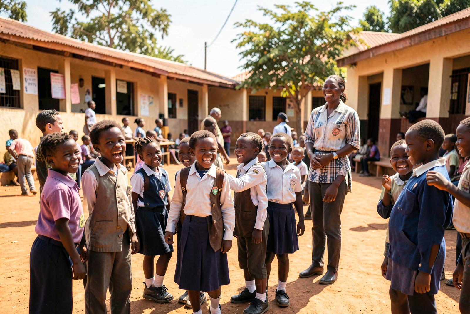 Enfants africains souriants apprenant en classe
